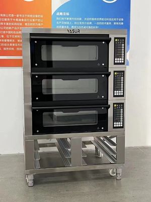 Yasur เตาอบเบเกอรี่ 9 ถาด Electric 300c 40x60 เตาอบเบเกอรี่ 3 ชั้น