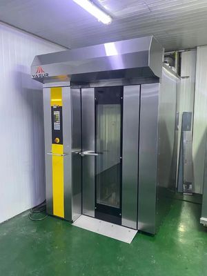 Yasur เตาอบเบเกอรี่ 3kw ชั้นเดียว เตาอบแก๊สแบบหมุนได้ 18 ถาด 40X60 ซม.