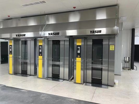 Yasur เตาอบเบเกอรี่ 3kw ชั้นเดียว เตาอบแก๊สแบบหมุนได้ 18 ถาด 40X60 ซม.