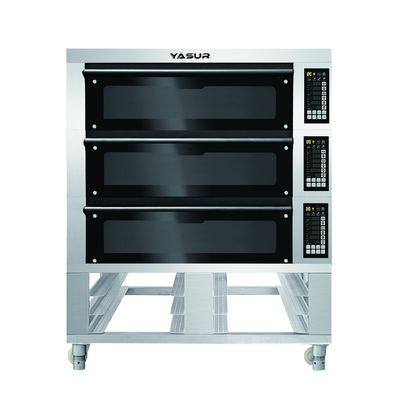 Yasur Electric เตาอบ 3 ชั้น 6 ถาด สำหรับถาด 40X60cm, 11Kw สำหรับขนมปัง เค้ก คุกกี้ และอบพิซซ่า