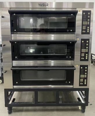 40x60 Asian Bakery Deck Oven 9 Tray 3 Deck เตาอบแก๊สสำหรับขนมปัง