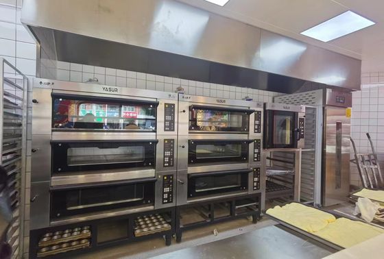 40x60 Asian Bakery Deck Oven 9 Tray 3 Deck เตาอบแก๊สสำหรับขนมปัง