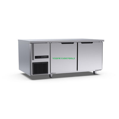 Commercial Chiller 2 ประตูโต๊ะครัวโรงแรม 360l ตู้แช่แข็งลึกบนโต๊ะ 1500 × 700 × 800mm