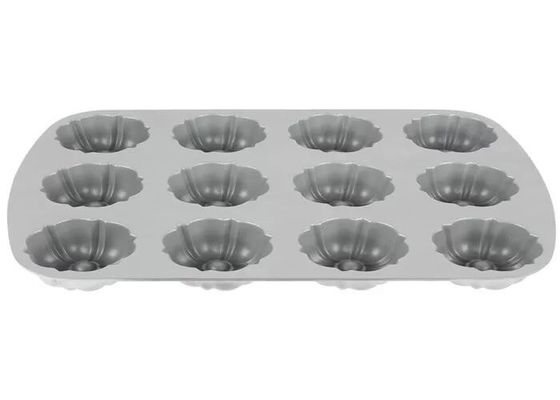 กระทะมัฟฟินอลูมิเนียม 12 แม่พิมพ์สำหรับบริการด้านอาหาร NSF Compartment Bundtlette Commercial Grade