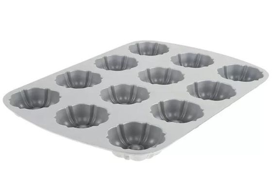 กระทะมัฟฟินอลูมิเนียม 12 แม่พิมพ์สำหรับบริการด้านอาหาร NSF Compartment Bundtlette Commercial Grade